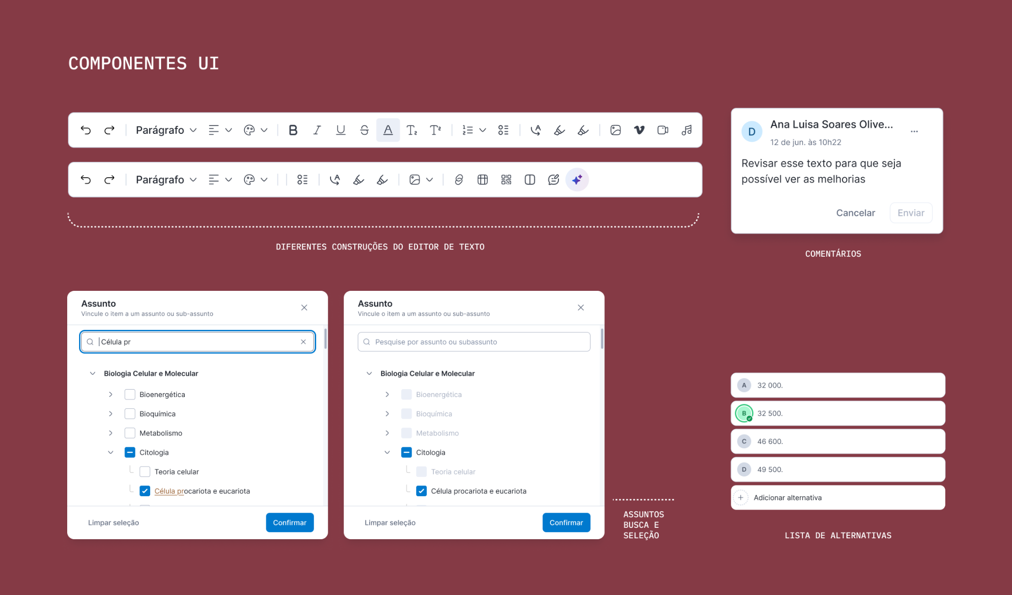 Reusable interface components contributed to Iris